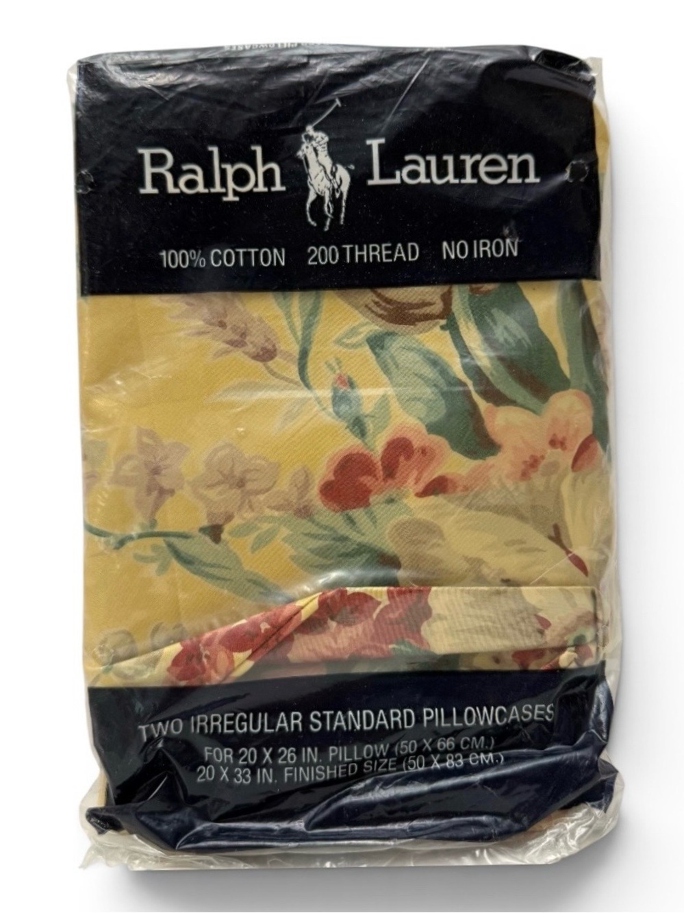 Vintage Ralph Lauren Evelyn Yellow Floral Bow Set of 2 IRREGULAR Pillowcases - Picture 1 of 8
